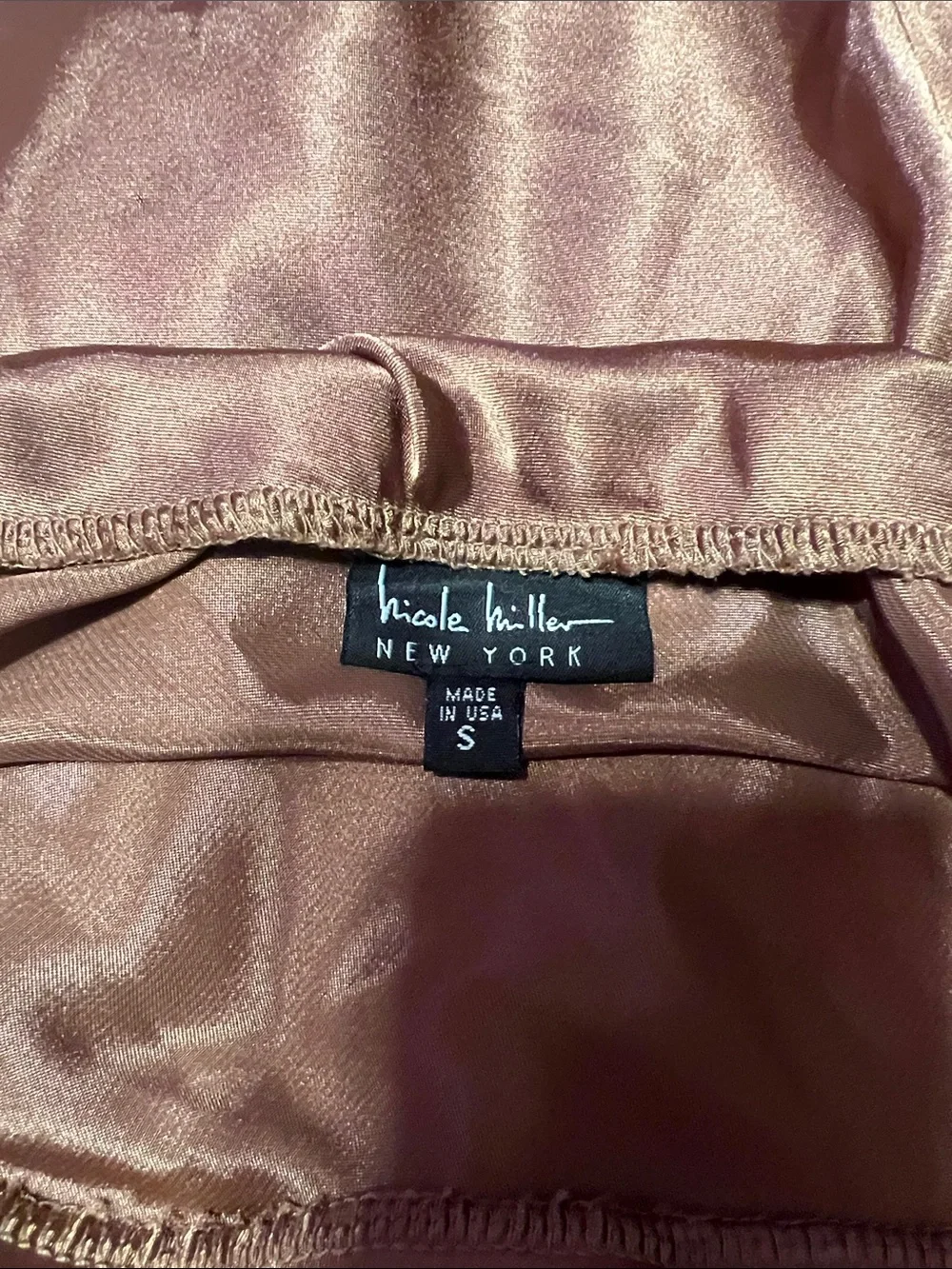 Nicole Miller Bronze Brown Satin Slip Midi Skirt - Picture 11 of 13